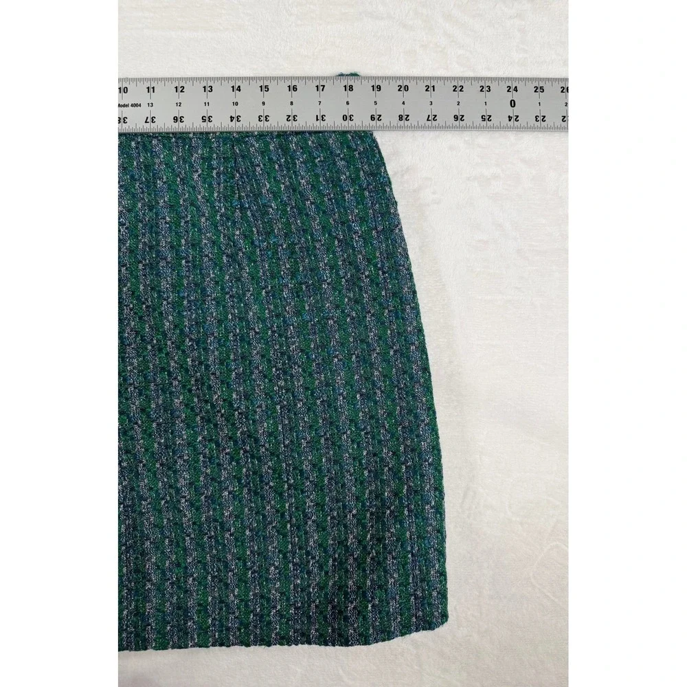 J.Crew‎ Tweed Woven Two-Piece Set Women Top XL Skirt 16 Green Blue Elevated